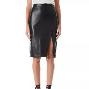 Alice + Olivia Faux Leather Black Pencil Skirt